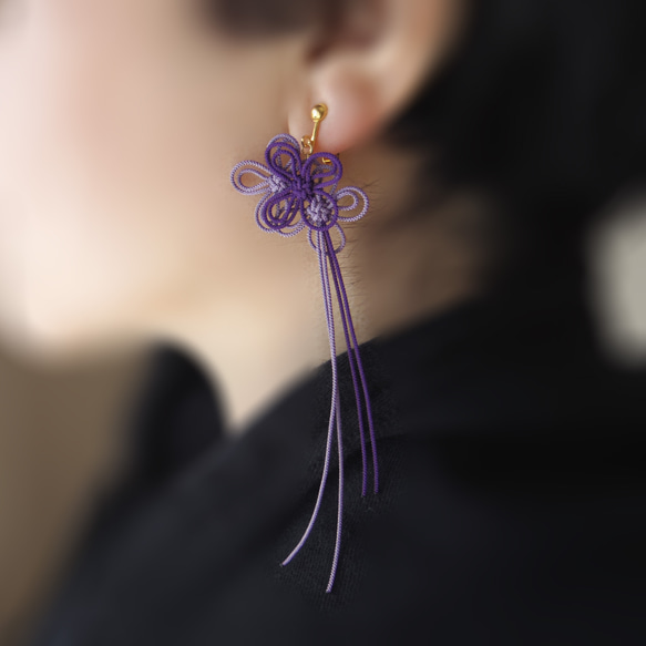 耳環「Fure、Furu、Touch」（深紫色×淺紫色） 第17張的照片