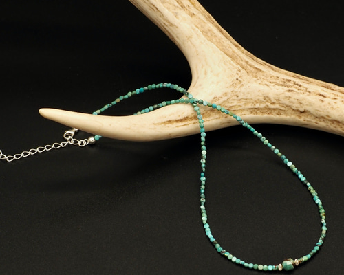 ターコイズネックレス CNK-62 コインカット ターコイズ ネックレス 40~46cm シルバー