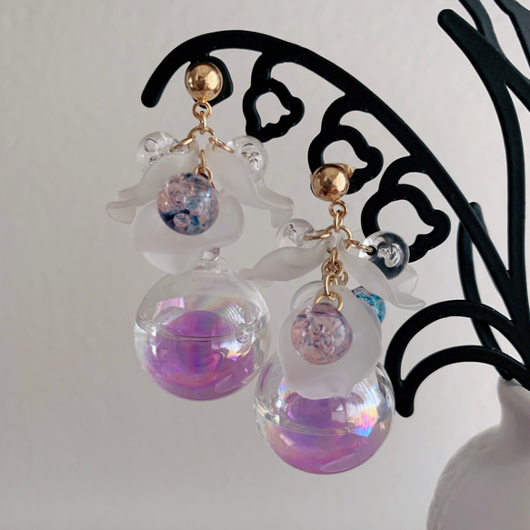 KP.12【Acryl beads glas dome】 ピアス / イヤリング 2枚目の画像