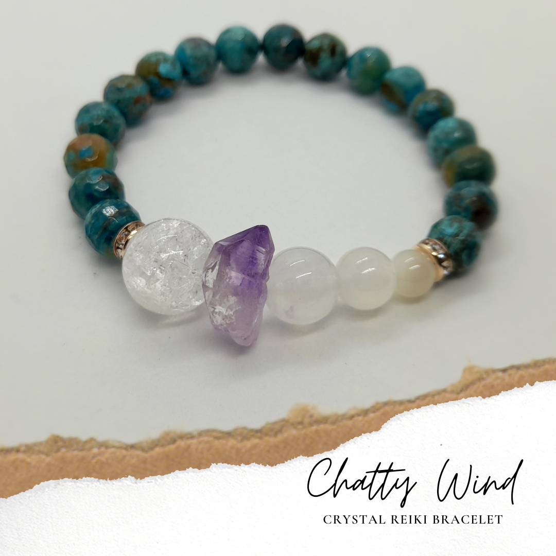 ★むらさきのムーンシャドー★オーシャンブルージャスパー、アメジスト他　天然石ブレスレット 1178