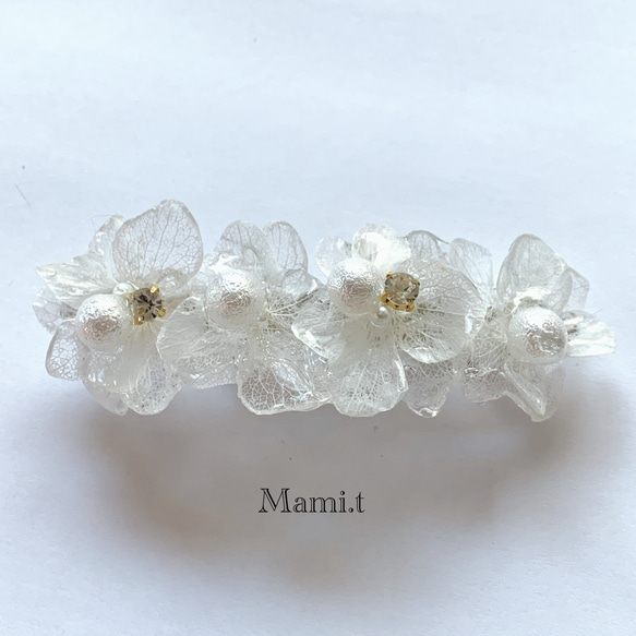 《Mami.t》  本物の紫陽花バレッタ(8cm) 3枚目の画像