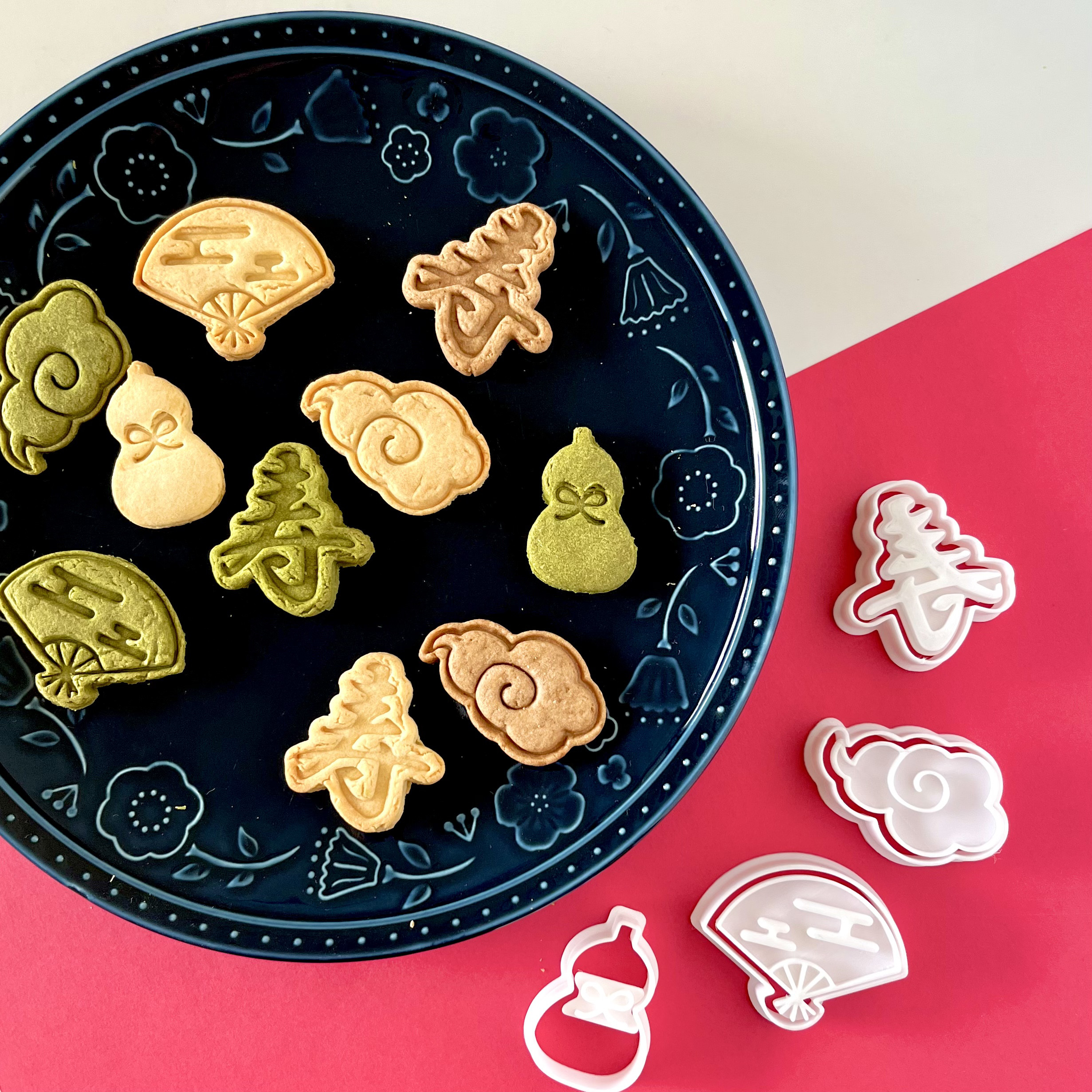 和柄クッキー型セット（和雲・扇・瓢箪・寿）お正月☆還暦 クッキー型 