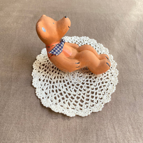 手編み インテリアマット アンティーク風アイボリー クロッシェレース