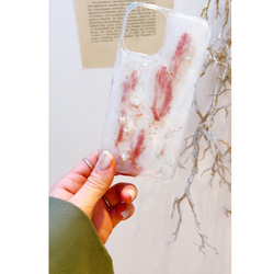 【薄紅】iPhoneケース　スマホケース　クリアケース　水彩アート　ニュアンス　ワイヤーアート 8枚目の画像