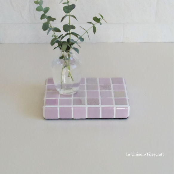光澤珍珠混合粉紅馬賽克瓷磚展示托盤 S 號（配件支架/固定裝置）[定制] 第4張的照片