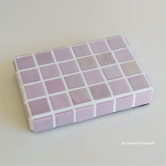 光沢パールMix ピンク モザイクタイルのディスプレイトレイ Sサイズ(小物置き・什器)【受注制作】 6枚目の画像