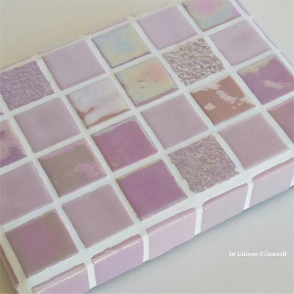 光澤珍珠混合粉紅馬賽克瓷磚展示托盤 S 號（配件支架/固定裝置）[定制] 第8張的照片