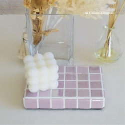 光澤珍珠混合粉紅馬賽克瓷磚展示托盤 S 號（配件支架/固定裝置）[定制] 第15張的照片