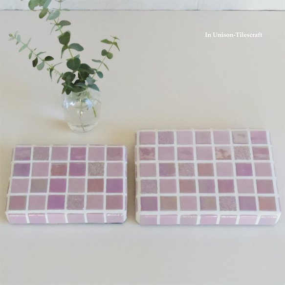 光澤珍珠混合粉紅馬賽克瓷磚展示托盤 S 號（配件支架/固定裝置）[定制] 第12張的照片
