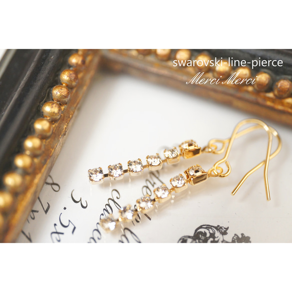 swarovski-line-pierce...スワロフスキーラインピアス【イヤリング変更可】 2枚目の画像