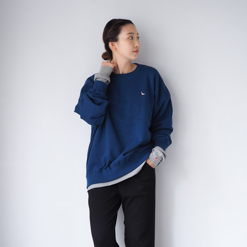 オーバーサイズスウェット Duck ダークブルー ロングシーズンOK オーバーサイズスウェット Duck ダークブルー ロングシーズンOK