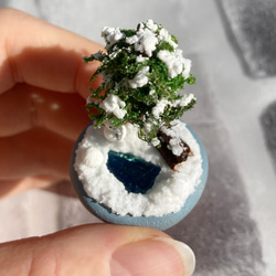 蒼の池と雪だるまの冬景色のミニチュア盆栽 8枚目の画像