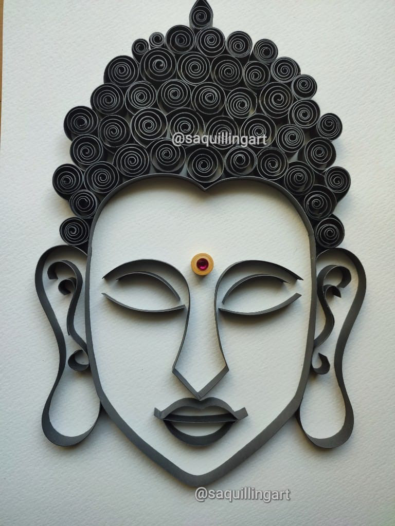手作りクイリングブッダ/Handmade Quilling Buddha Frame