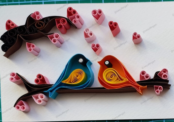 手作りクイリング鳥と木/Birds and Tree Quilling Frame 2枚目の画像