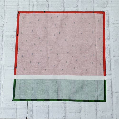 【受注制作】スイカ柄 42×42正方形ランチクロス＆給食袋のセット