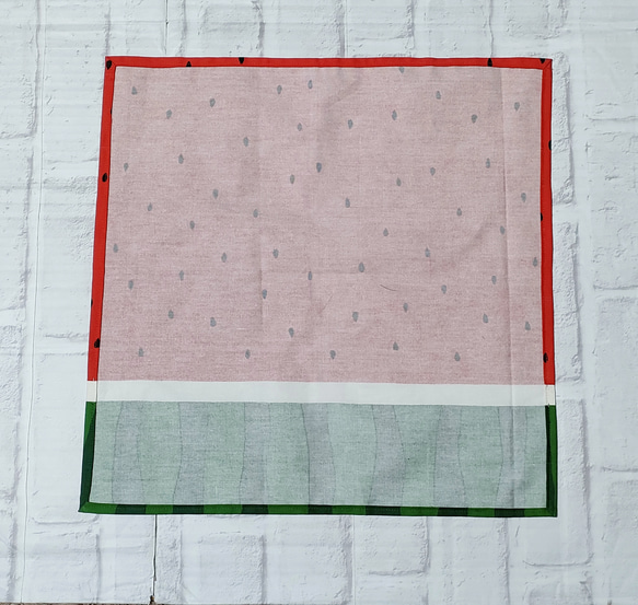 スイカ柄42×42正方形ランチクロス＆給食袋のセット【小学校給食用】 2枚目の画像