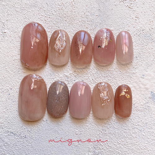 brown ニュアンス ネイルチップ ニュアンスネイルチップNo.0074 ブラウン ベージュ うねうね