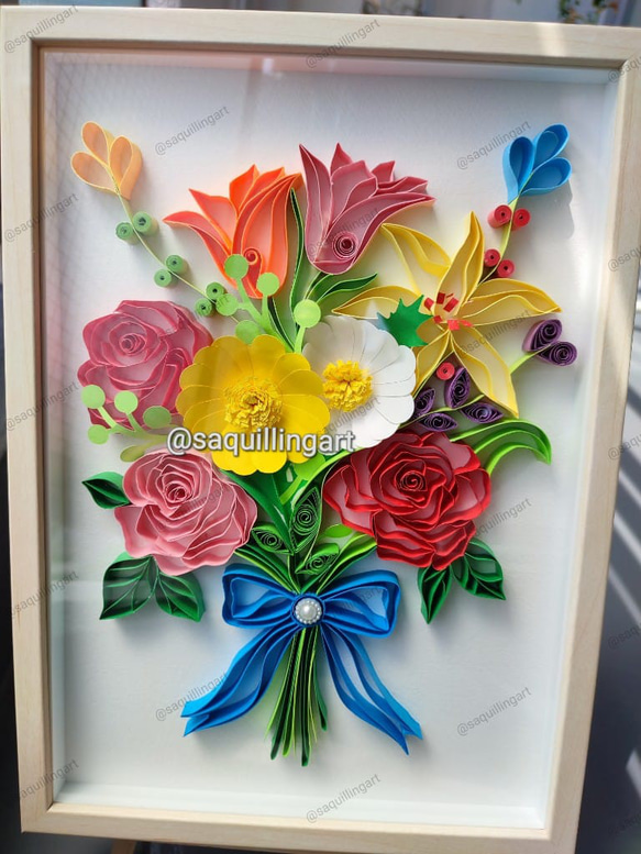 ペーパークイリングブーケ/Handmade Paper Quilling Bouquet 2枚目の画像