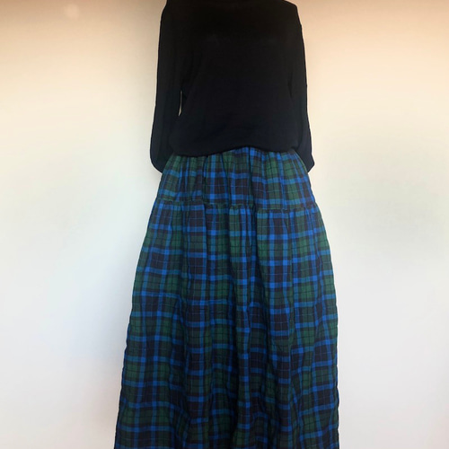 サンドロ　チェックスカート drawstring check pleats skirt – idem