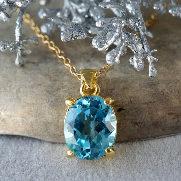 送料無料】再販x3 11月誕生石 スイス ブルートパーズ ペンダントトップ