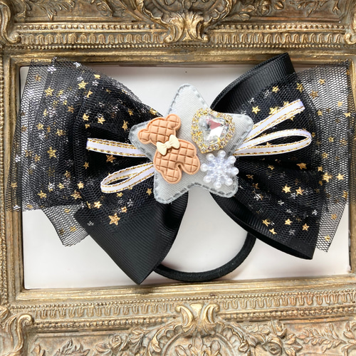 【T-402】くまグミヘアリボン　キッズヘアゴム　キッズリボン　ハンドメイド ハンドメイド キッズ リボン ヘアゴム セット ＊くまちゃん