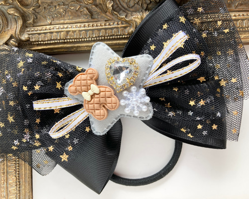 オーガンジーリボンヘアゴム くまちゃんのtrick or treat！