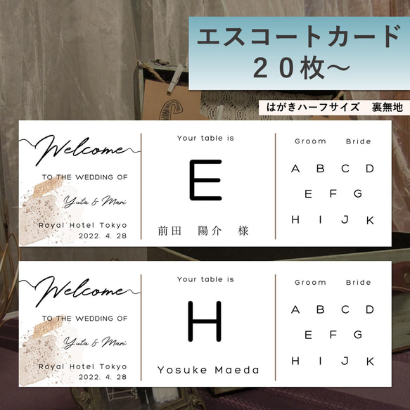 エスコートカード テーブル配置図 60円/枚 席次表・席札