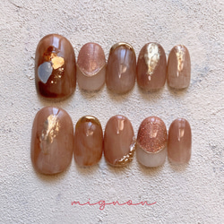 No.2 ニュアンスネイルチップ ブラウン ネイルチップ（つけ爪） mignon