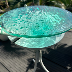 新作　クリアビーチ　水紋の影　穏やかな海　レジンアート　海の波紋　ガラスサイドテーブル　海 SEA  table 6枚目の画像