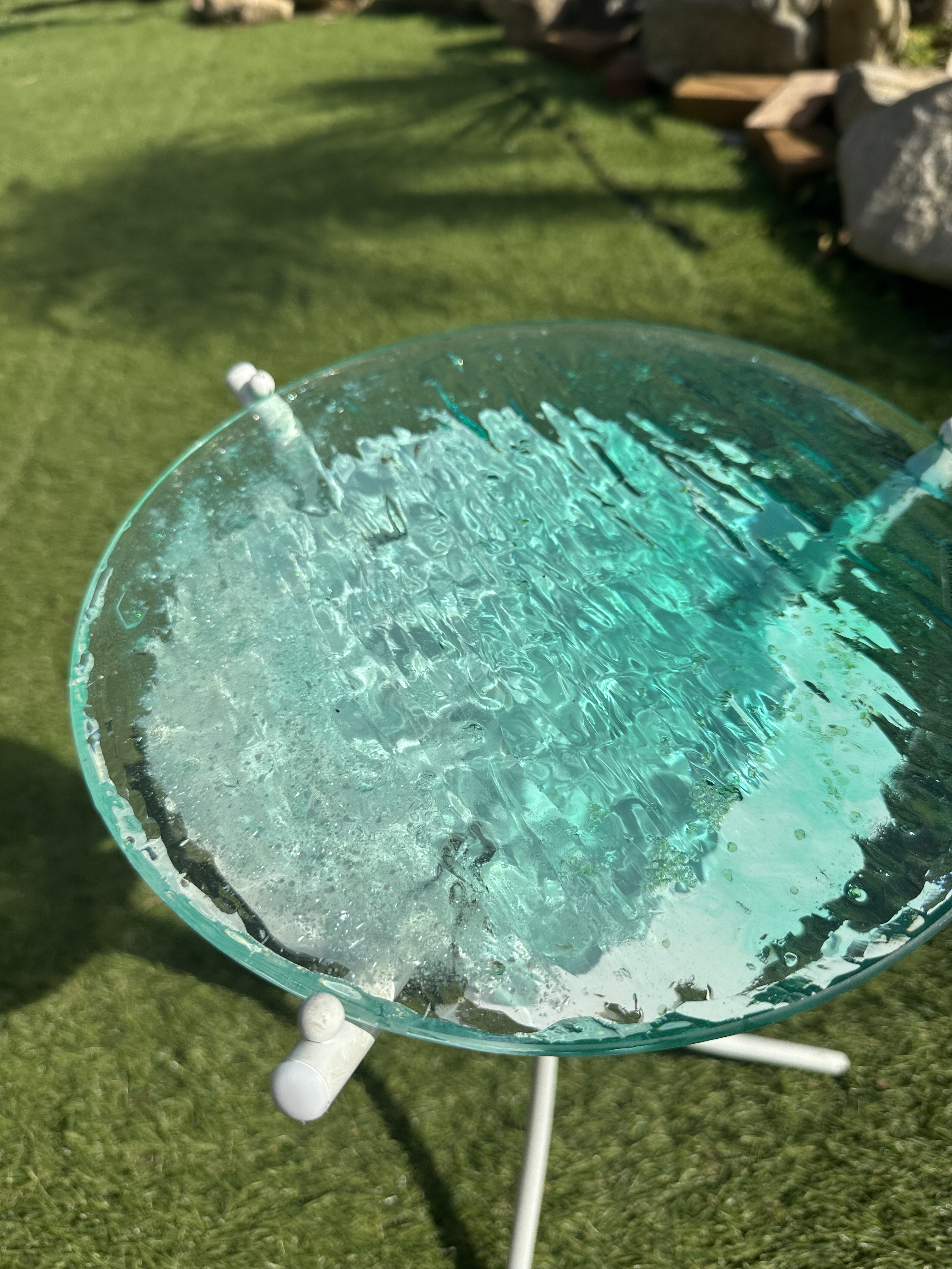 新作　クリアビーチ　水紋の影　穏やかな海　レジンアート　海の波紋　ガラスサイドテーブル　海 SEA  table 13,320円