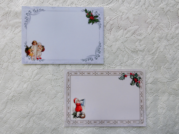 ヴィクトリアン風　クリスマス　ミニメッセージカード２４枚セット（天使と子供） 3枚目の画像