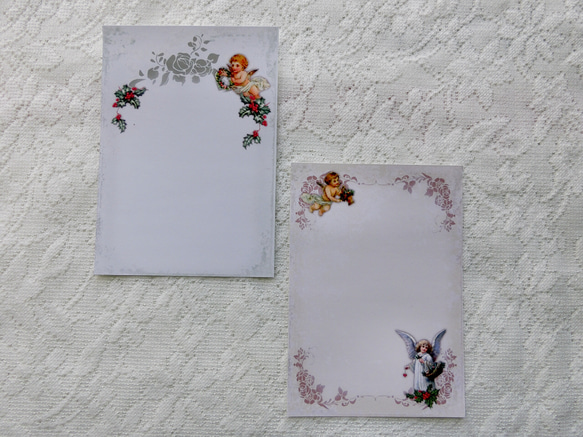 ヴィクトリアン風　クリスマス　ミニメッセージカード２４枚セット（天使と子供） 5枚目の画像