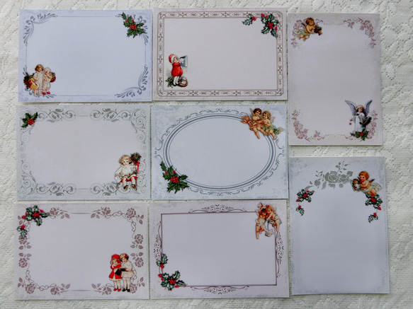ヴィクトリアン風　クリスマス　ミニメッセージカード２４枚セット（天使と子供） 1枚目の画像