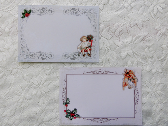 ヴィクトリアン風　クリスマス　ミニメッセージカード２４枚セット（天使と子供） 4枚目の画像