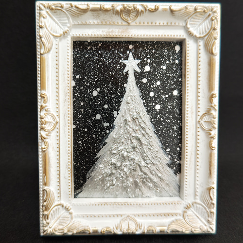 油絵 絵画 ミニ絵画 【雪のクリスマスツリー】 油絵 絵画 ミニ絵画 【雪のクリスマスツリー】 絵画 HR 通販