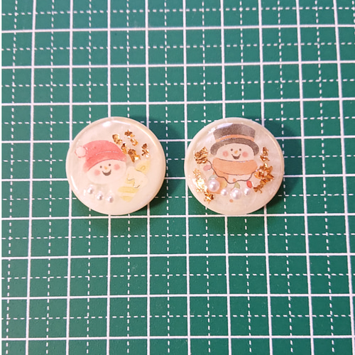 雪だるまのボタン☆2個 g-15 スノーマン/雪/ボタン/カボション《再販 