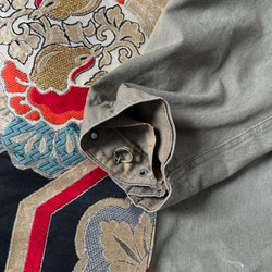 掛軸ジャケット亀甲紋にあわせの鳳凰　ユーロミリタリージャケットリユース帯ジャケット　 15枚目の画像