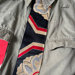 掛軸ジャケット亀甲紋にあわせの鳳凰　ユーロミリタリージャケットリユース帯ジャケット　 11枚目の画像
