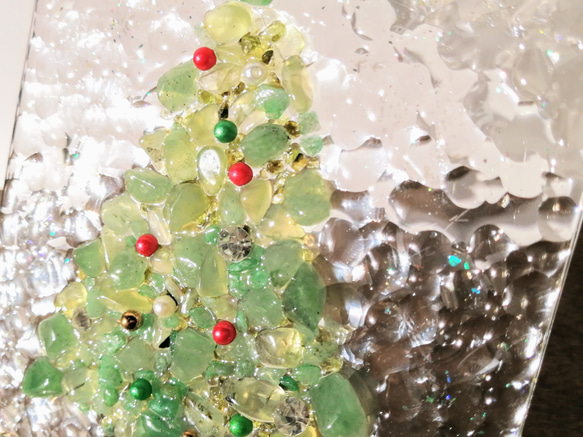 天然石のクリスマスツリープレート / レジン / 雪 / 置物 / オブジェ / インテリア 7枚目の画像