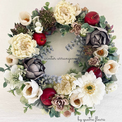 完売❤️早割❤️木の実達のXmasリース⭐️シダローズコットン22cm 完売❤️早割❤️木の実達のXmasリース⭐️シダローズコットン