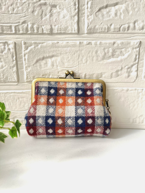 チェック柄ウール 親子がま口財布 がま口 ルソラ 通販 15041728