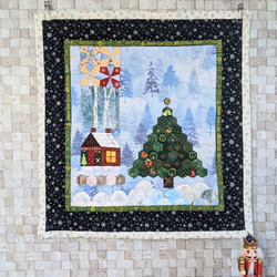 大人なクリスマスタペストリー 冬の風景 パッチワークキルト 大人なクリスマスタペストリー 冬の風景 パッチワークキルト