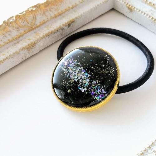 鳥 レジンヘアゴム ファンタジーな夜空 素敵な光0927 鳥 レジン