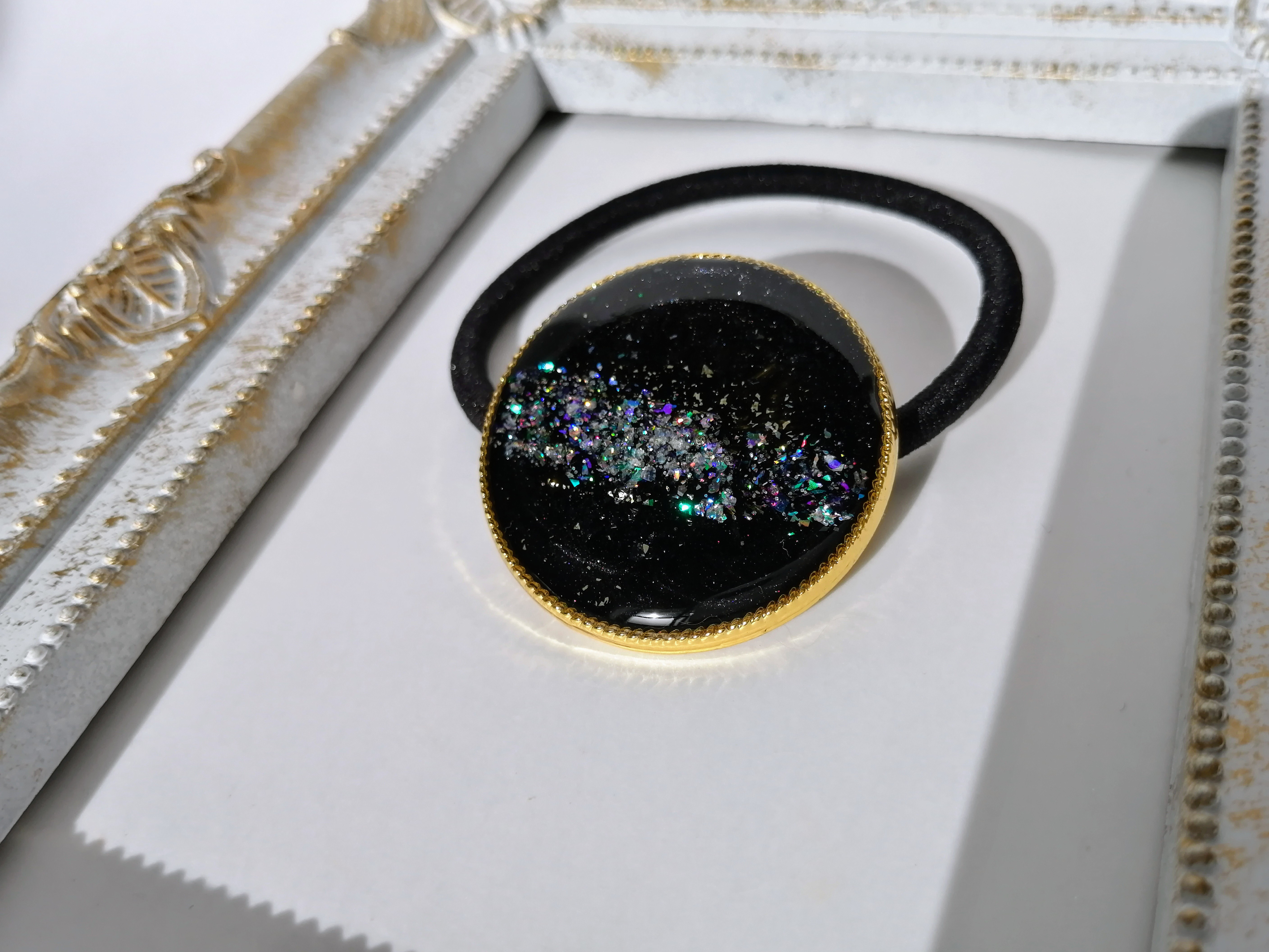 ○夜空(試作)レジンヘアゴム星座盤手描き