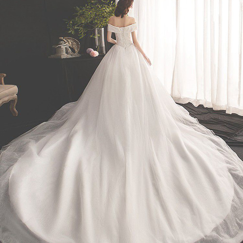 上品！高級ウェディングドレスオーダーメイドオフショル パ ロング  