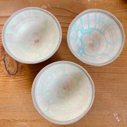 ふんわり幾何学模様のご飯茶碗（緑色） 3枚目の画像