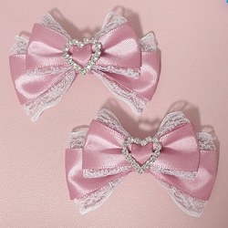 ミニリボン ヘアクリップ 水色 ギンガムチェック 白 ♡量産型地雷系