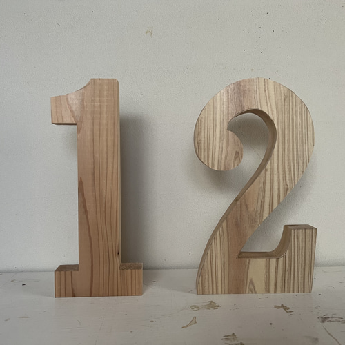 撮影用雑貨 数字 数字オブジェ ナンバーオブジェ 1 2 細字タイプ