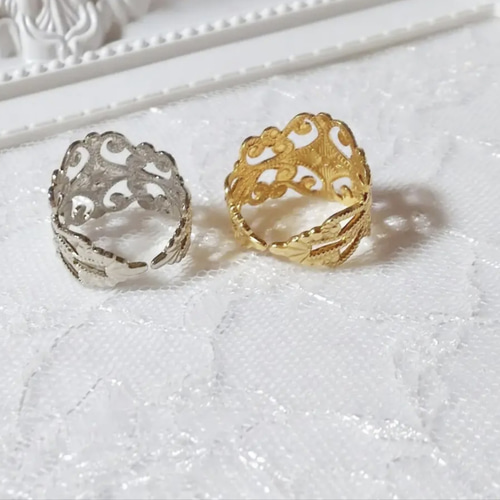 3色あるよ！》アンティークすかしリング 大人かわいい シンプル すかし 