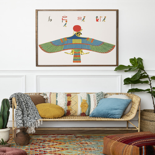 NO.421】鷲のエジプトの壁画アートポスター☆歴史カラフルお洒落